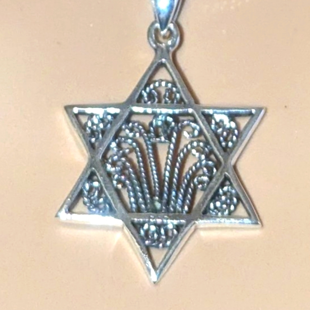 Pendant-Star of David, interior set Silver Filigree Stalks of Grain